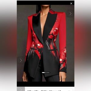 STYLEWE Women's Bold Red and Black Blazer